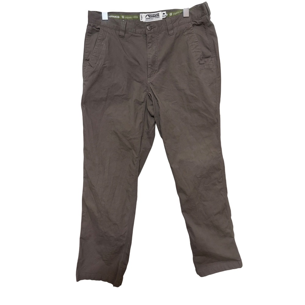 Mountain Khakis Mens 36x34 Relaxed Fit Organic Cotton Stretch Chino Pants Brown